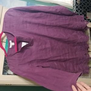 Cold Water Creek 3/4 Sleeve Lace Blouse